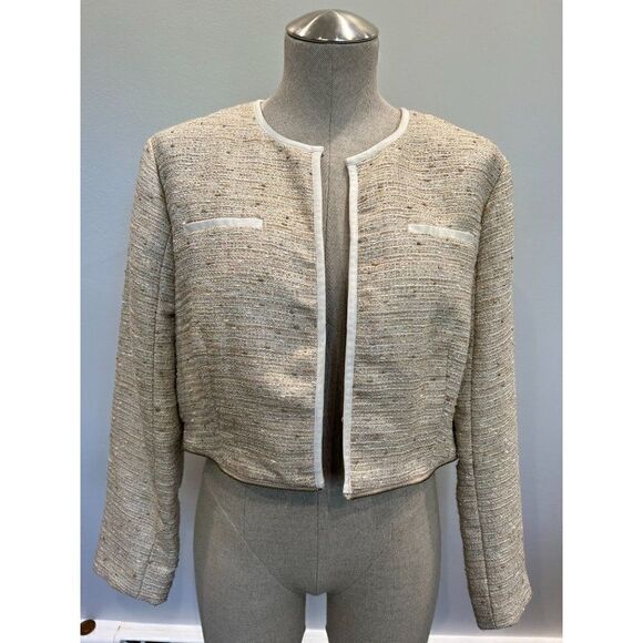 Magashoni Tweed Convertible Jacket in Beige Size 14 - Picture 3 of 9